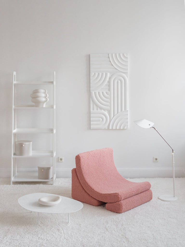 Kinder loungestoel Moon | 3-delig | Roze teddystof