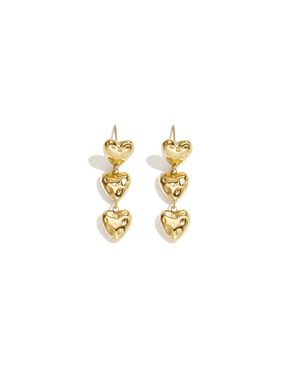 Oorbellen | Hammered hearts | Goud & zilver