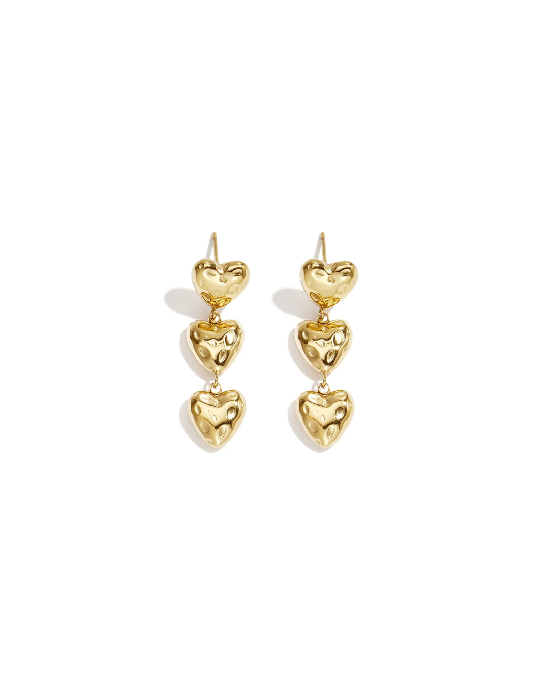 Oorbellen | Hammered hearts | Goud & zilver