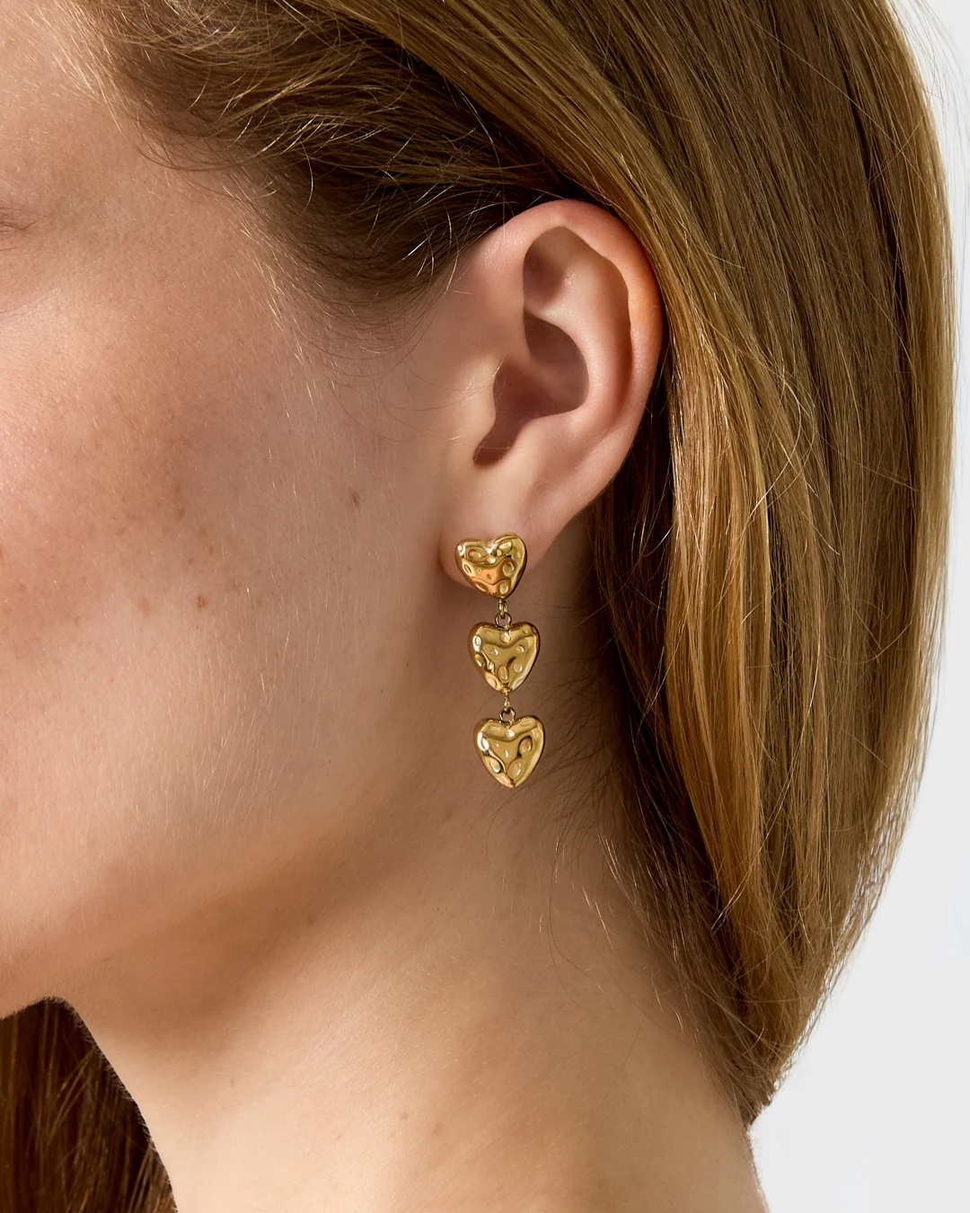Oorbellen | Hammered hearts | Goud & zilver