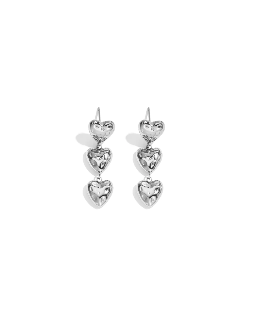 Oorbellen | Hammered hearts | Goud & zilver