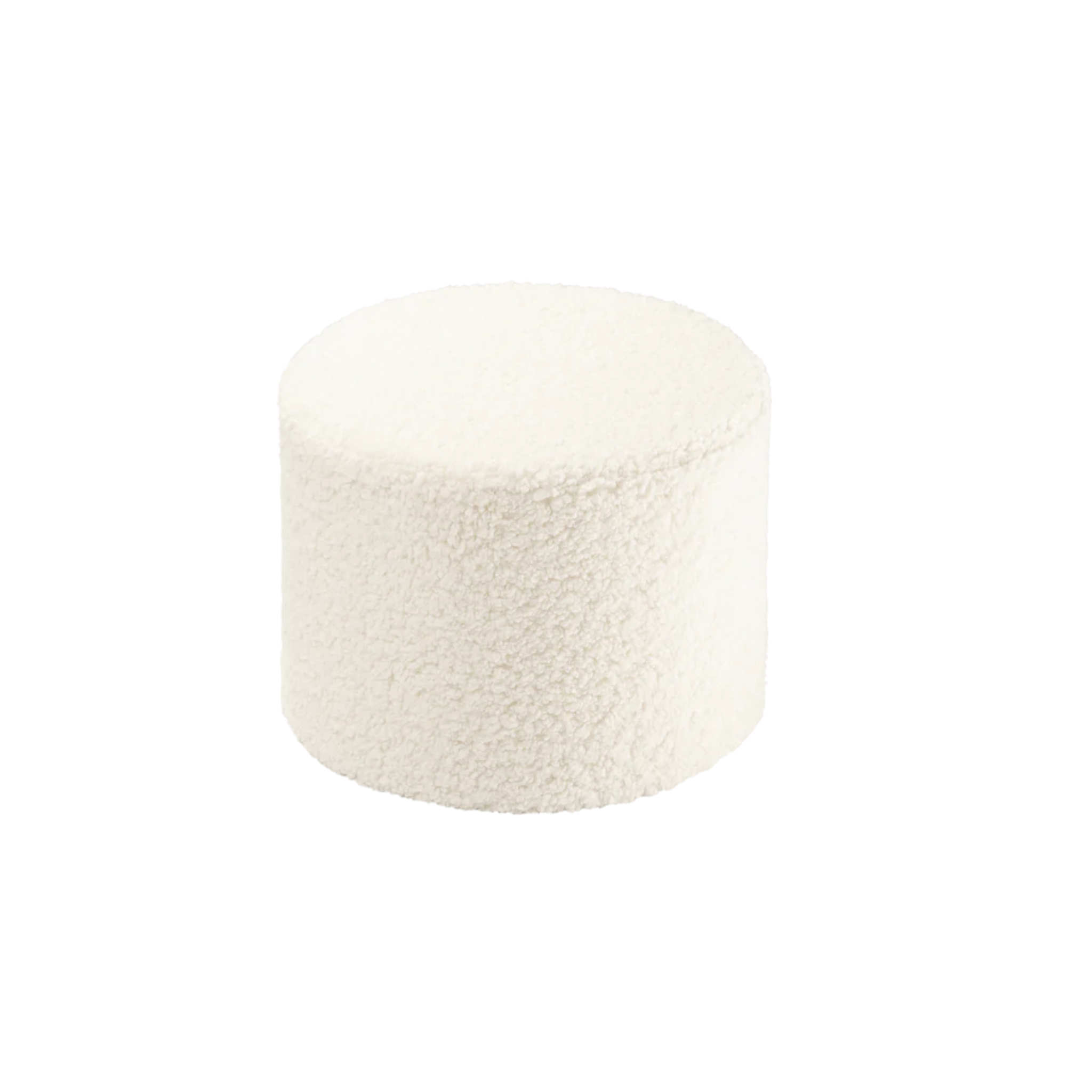 Ronde offwhite poef van heerlijk zachte teddy stof. De doorsnee is ca 39,5 cm en de hoogte 25 cm. Perfect voor de kinderkamer, als extra zitplek in de woonkamer of heerlijk als comfortabel voetenbankje. Met een rits, dus de stof kan ook gewassen worden.