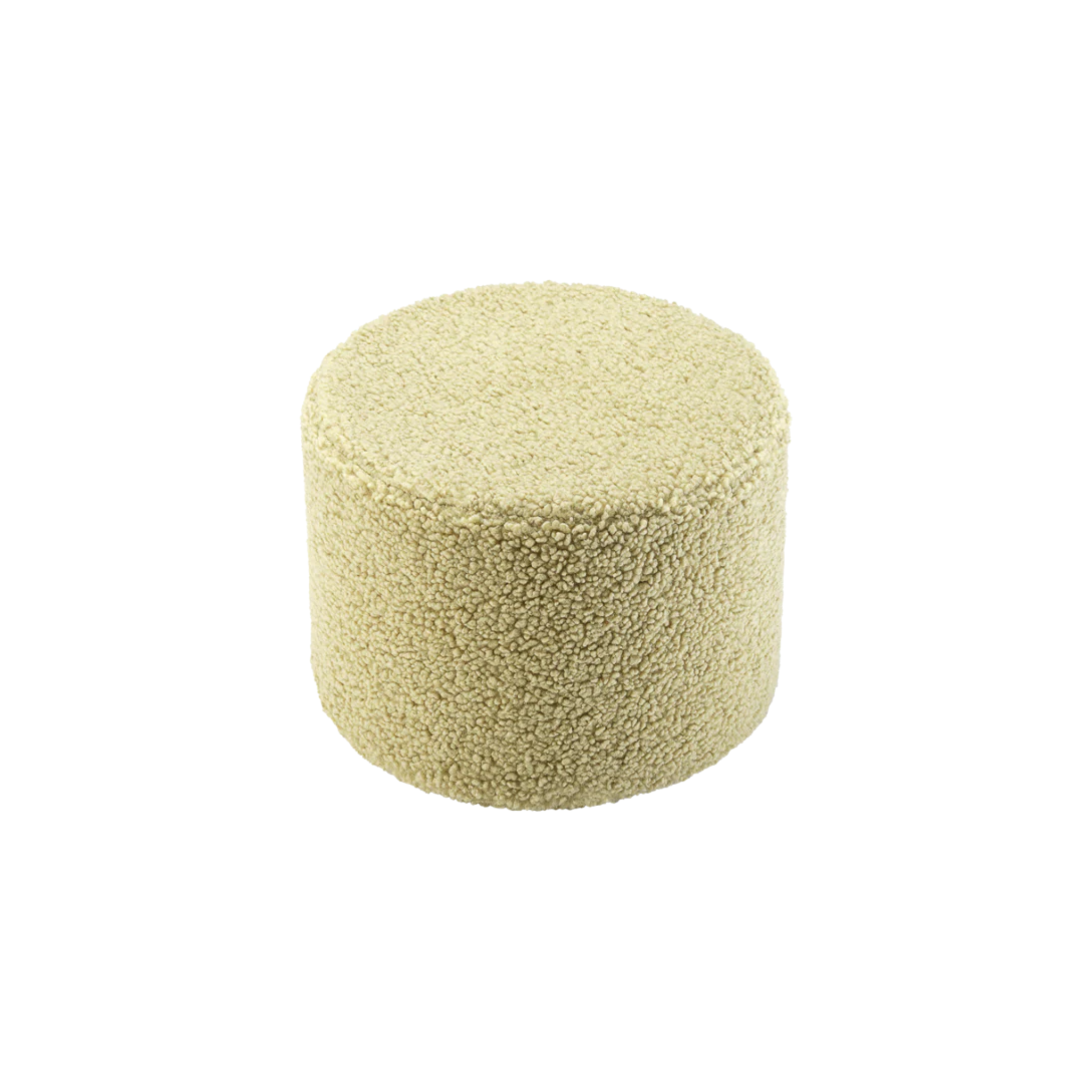 Hoge ronde poef | Lichtgroene teddystof