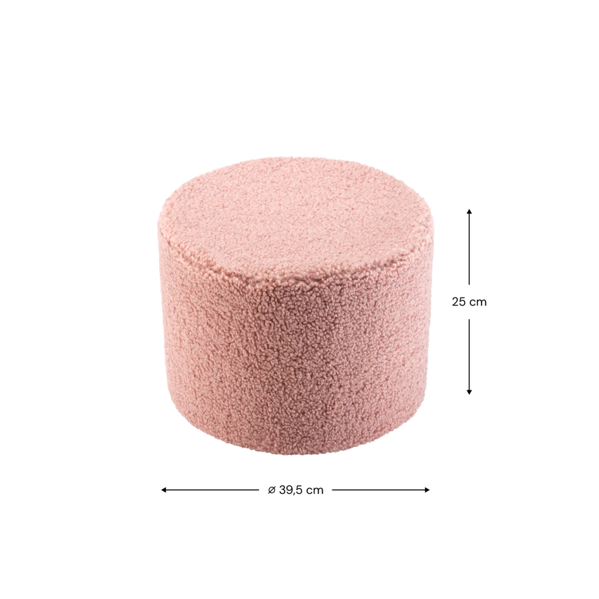 Ronde roze poef van Wigiwama, heerlijk zacht van teddy stof. De hoogte is ca 25 cm en de doorsnee ca 39,5 cm. De poef heeft een rits, waardoor je de stof eenvoudig kunt wassen.
