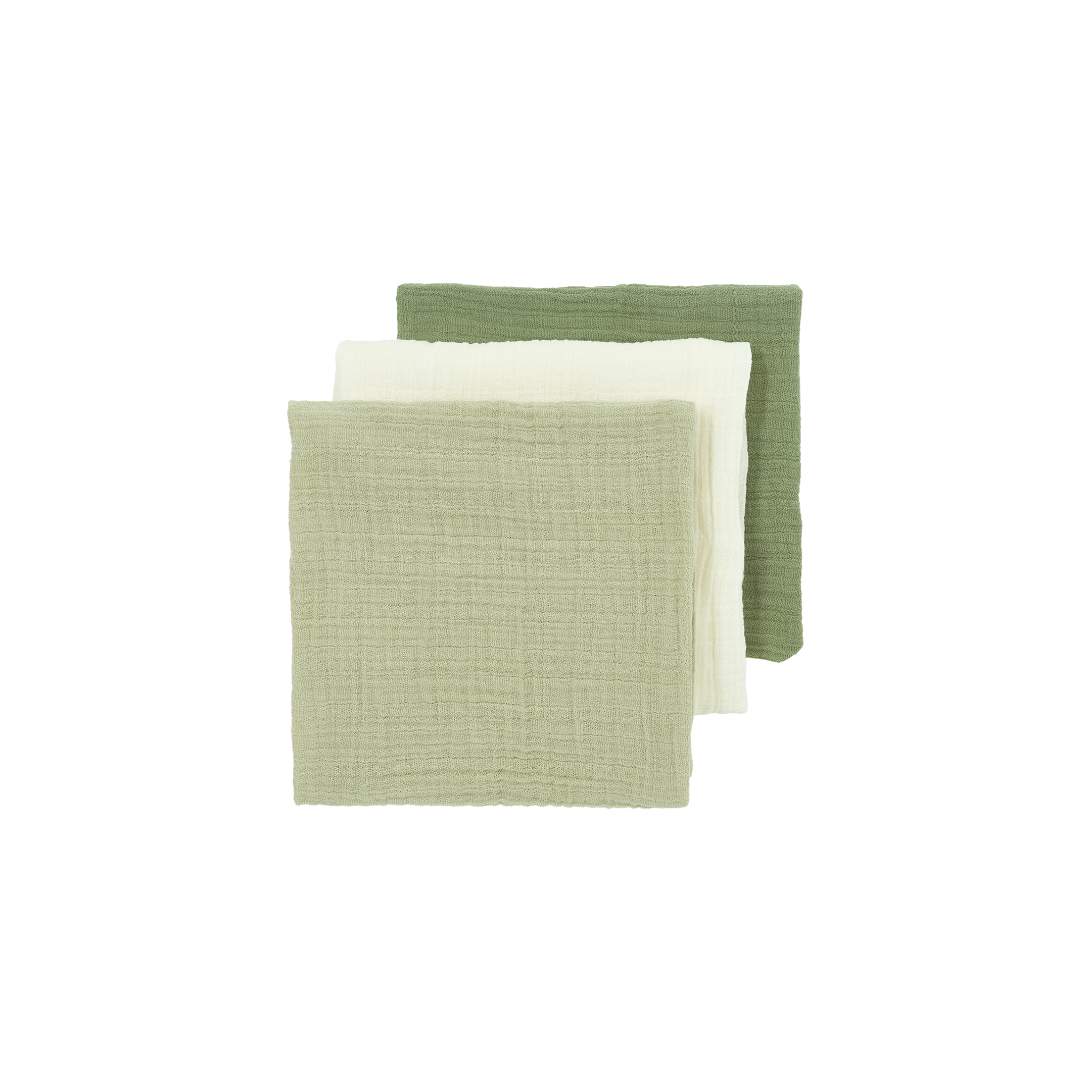 Hydrofieldoeken natural, soft olive & olive green | 3-pack | 30 x 30 cm