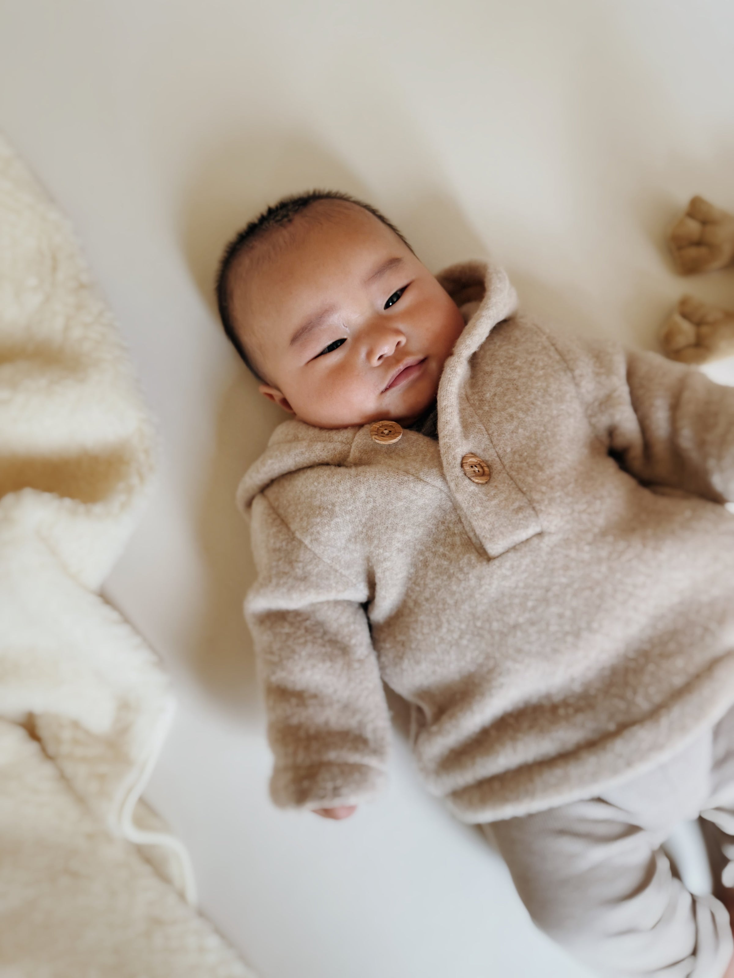 Merinowollen jasje Novy | Beige | Maat 62/68