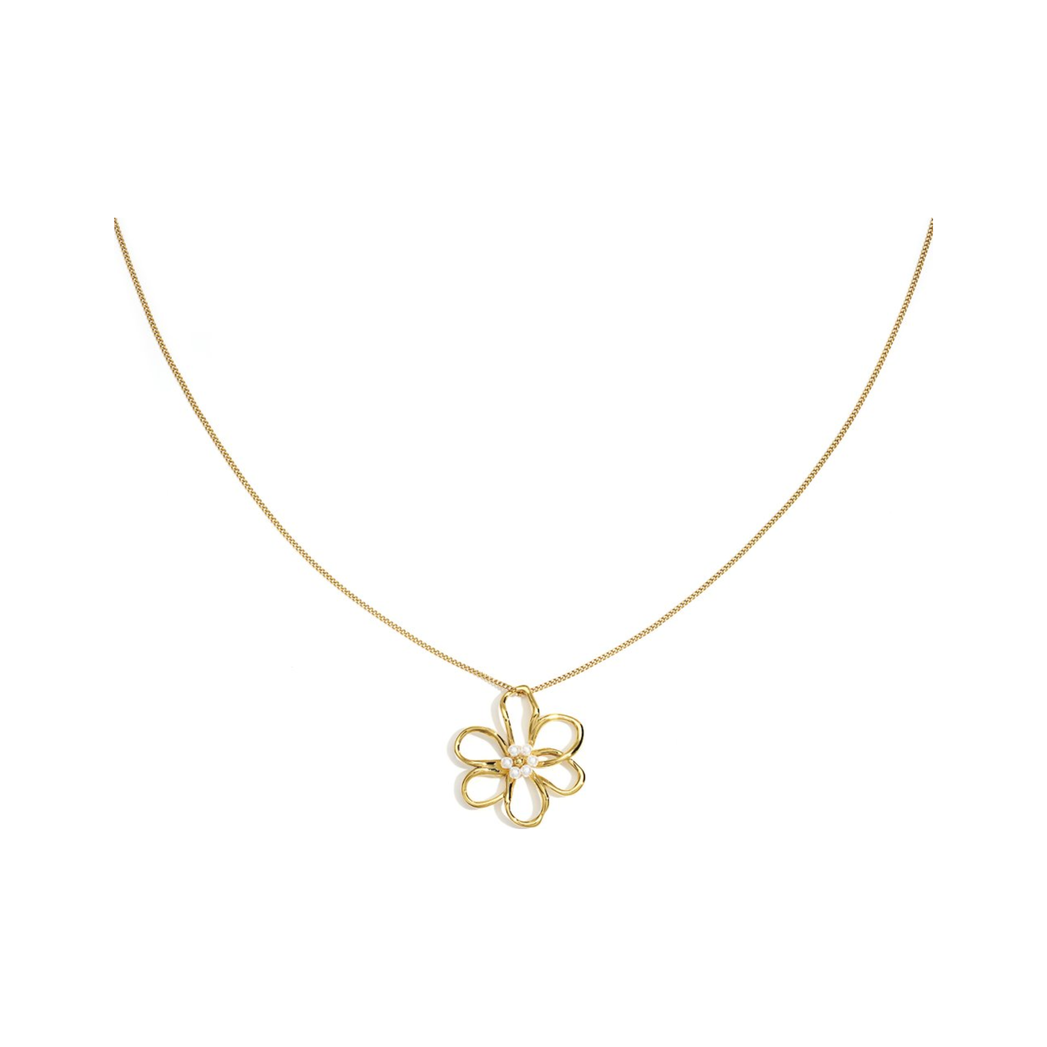 Lange ketting | Casual flower | Goud