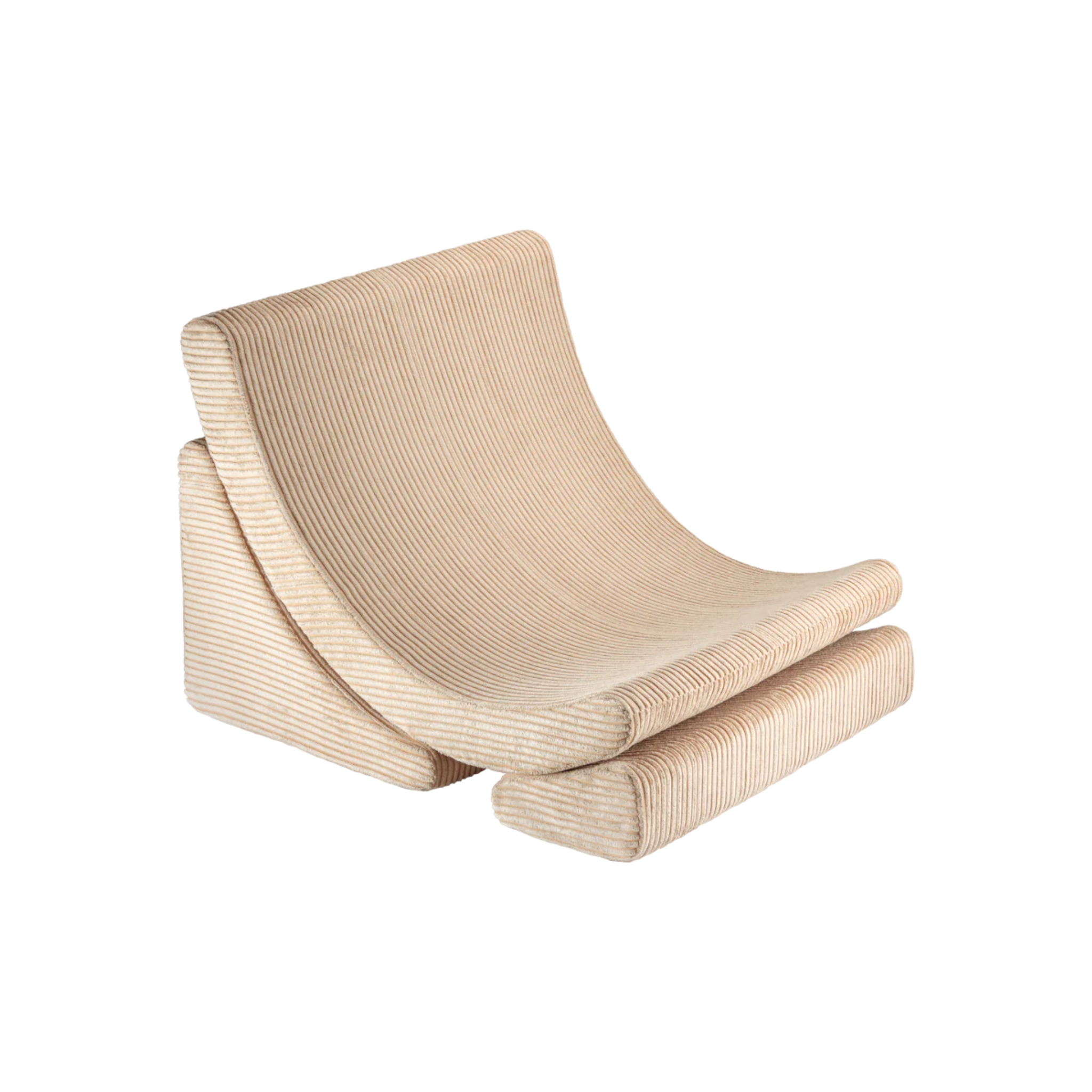 Driedelige loungestoel voor kinderen, van beige ribstof. Merk Wigiwama