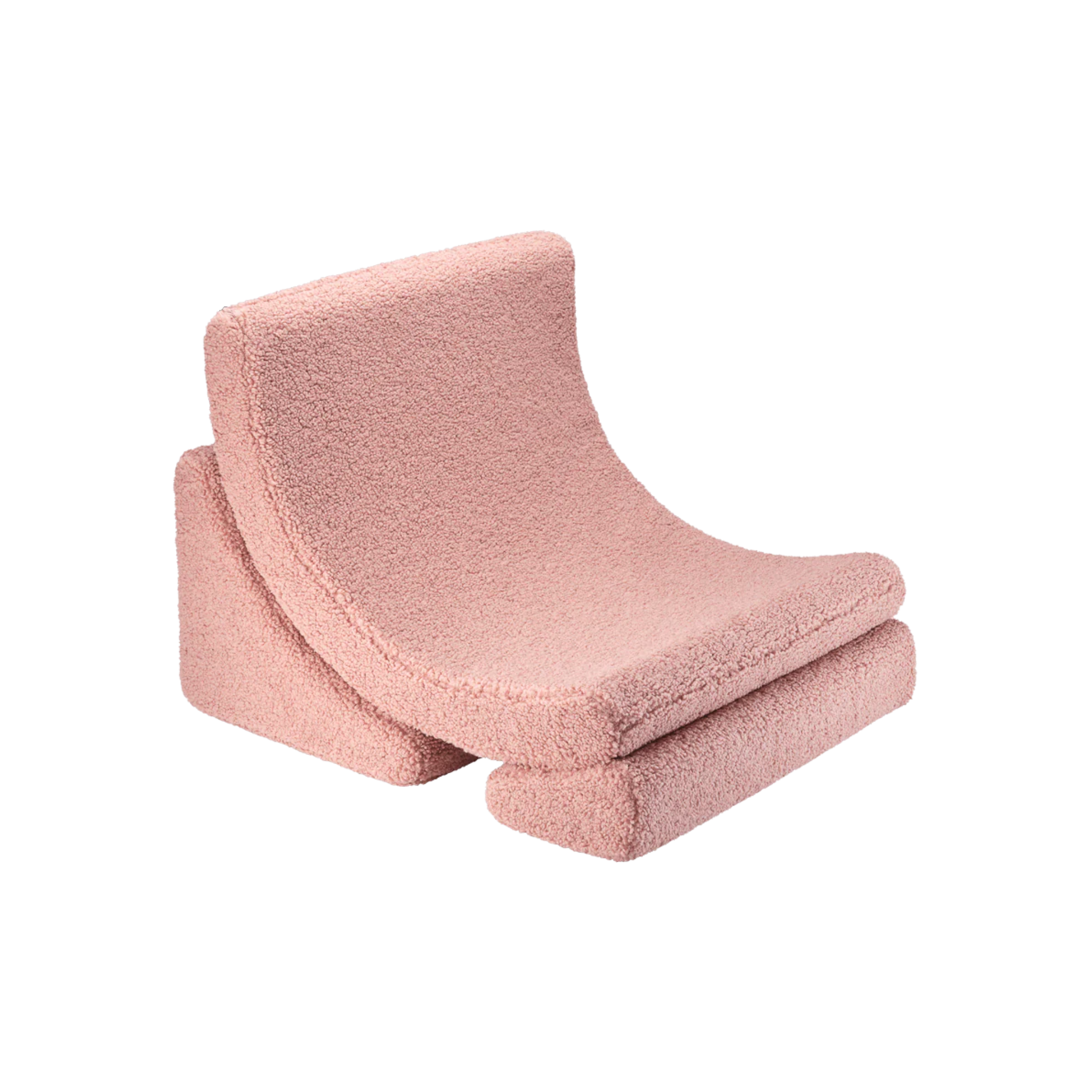 Kinder loungestoel Moon | 3-delig | Roze teddystof