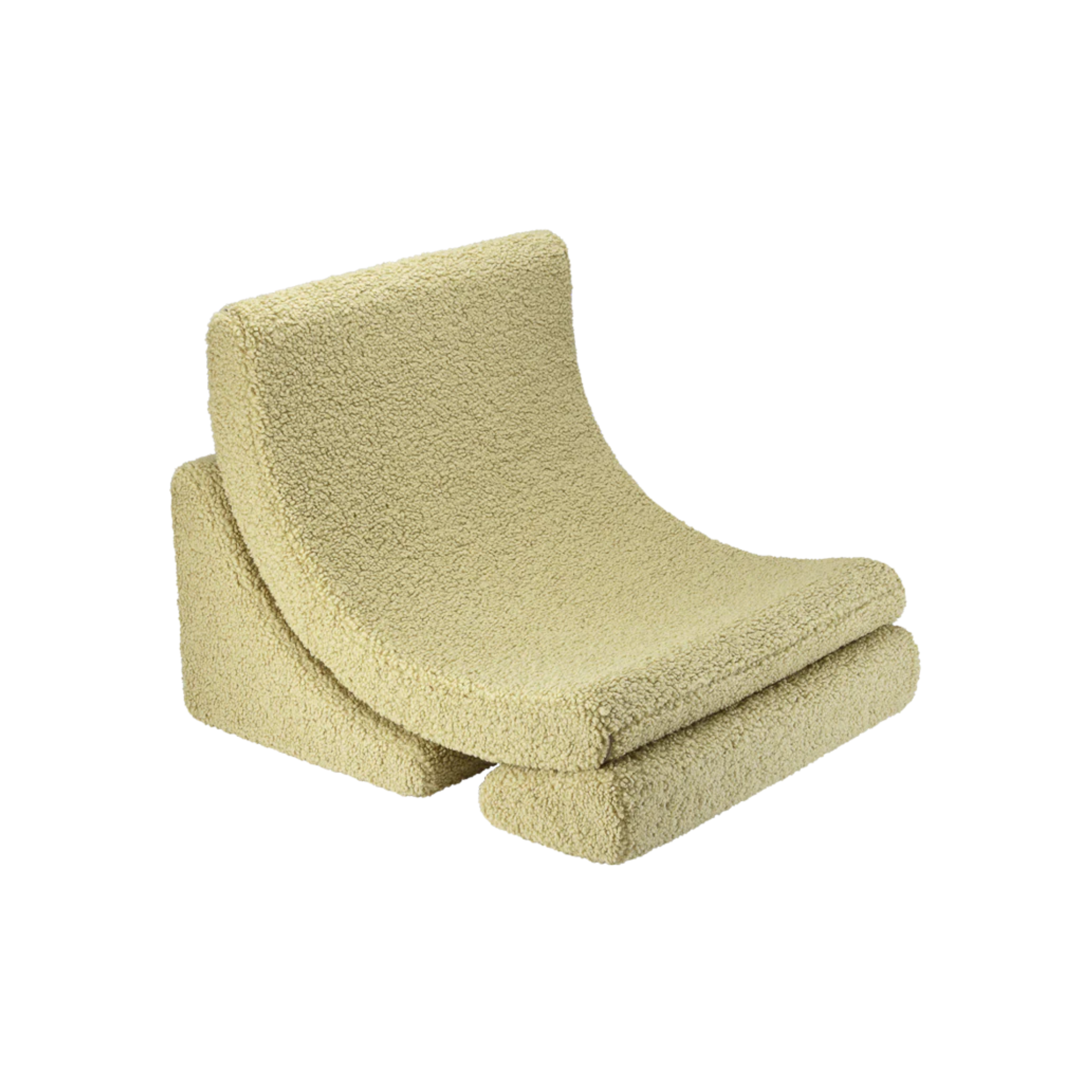 Kinder loungestoel Moon | 3-delig | Lichtgroene teddystof