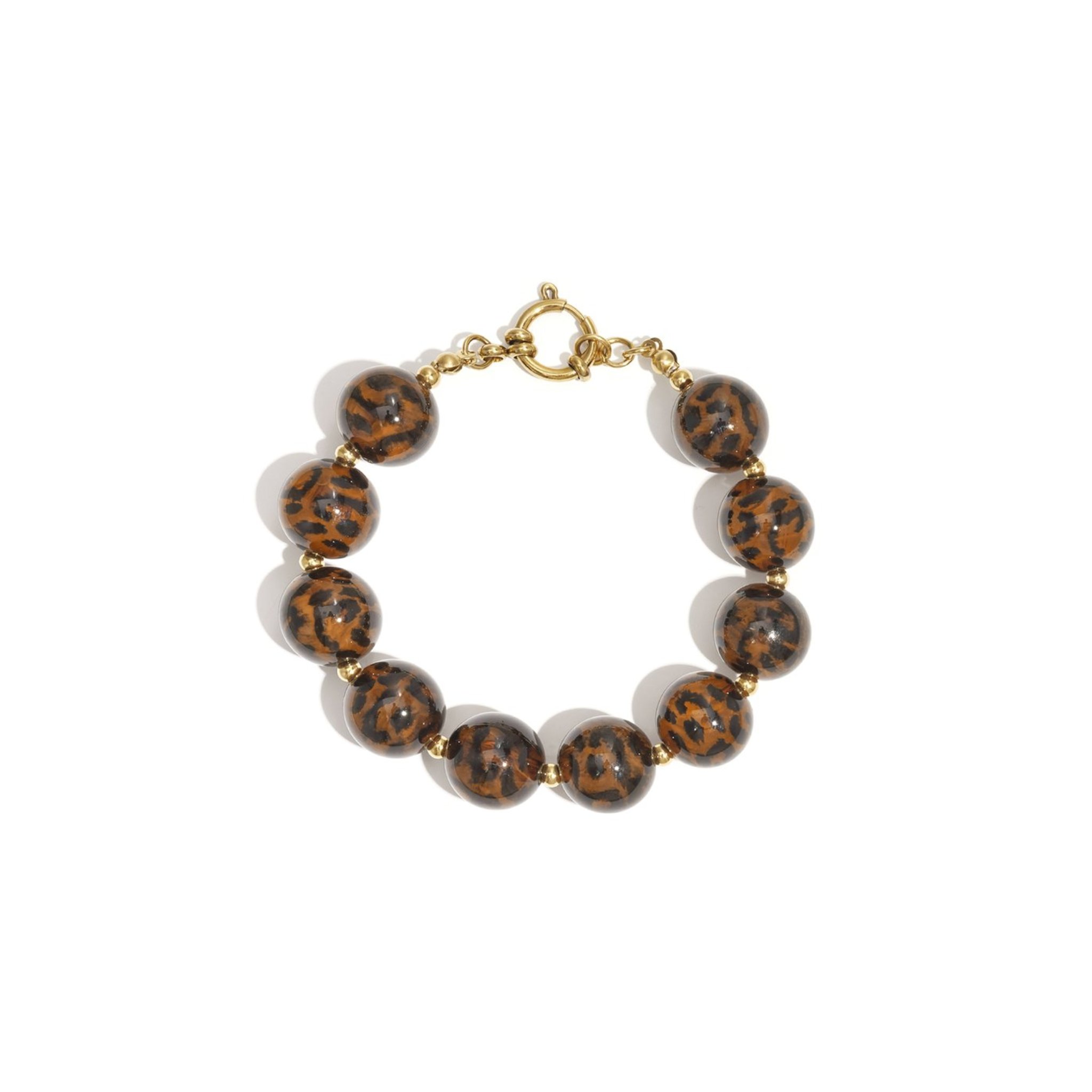 Kralenarmband | Leopard | Bruin & goud