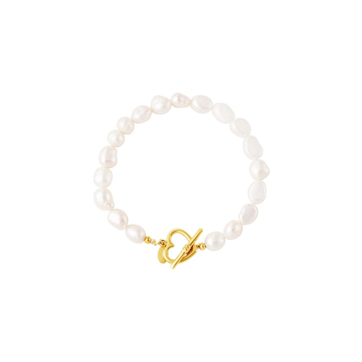 Kralenarmband | Pearl heart | Goud