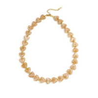 Kralenketting | Chunky heart | Khaki & goud