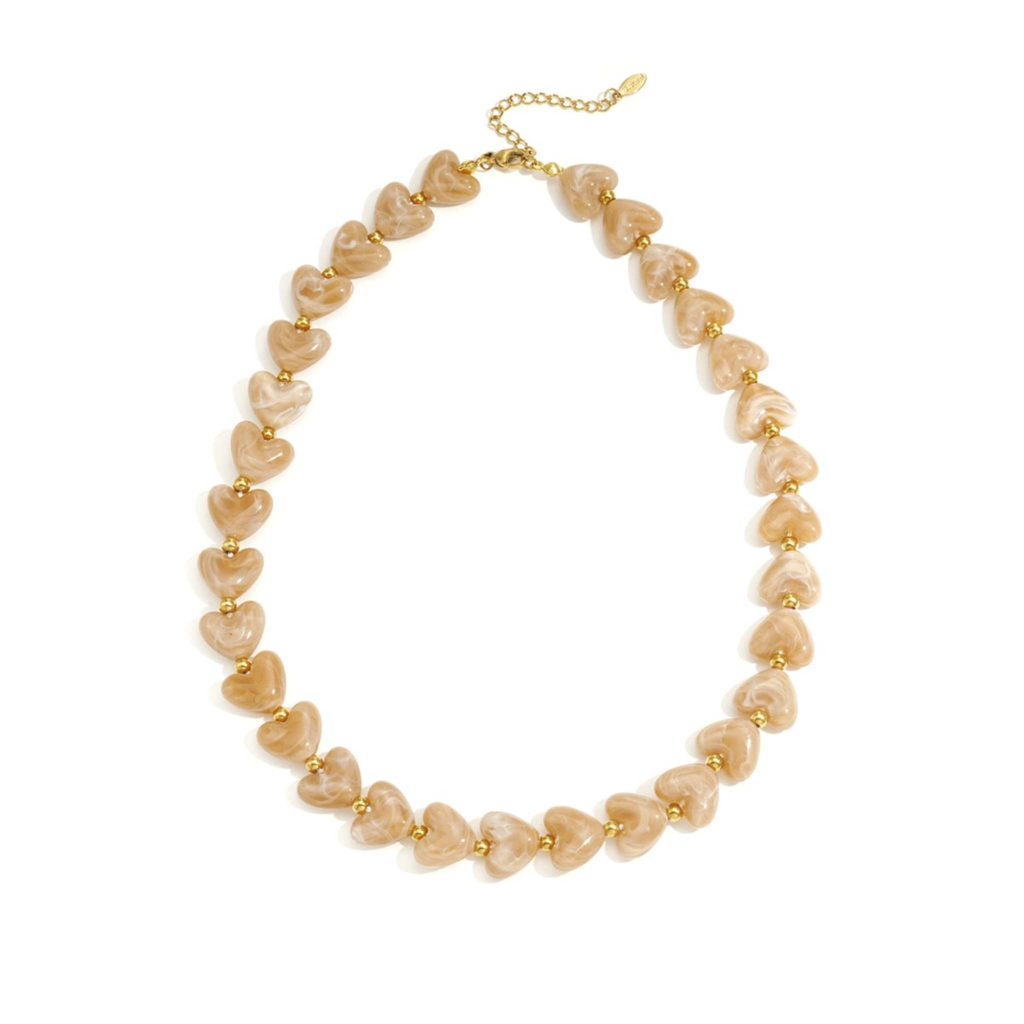 Kralenketting | Chunky heart | Khaki & goud