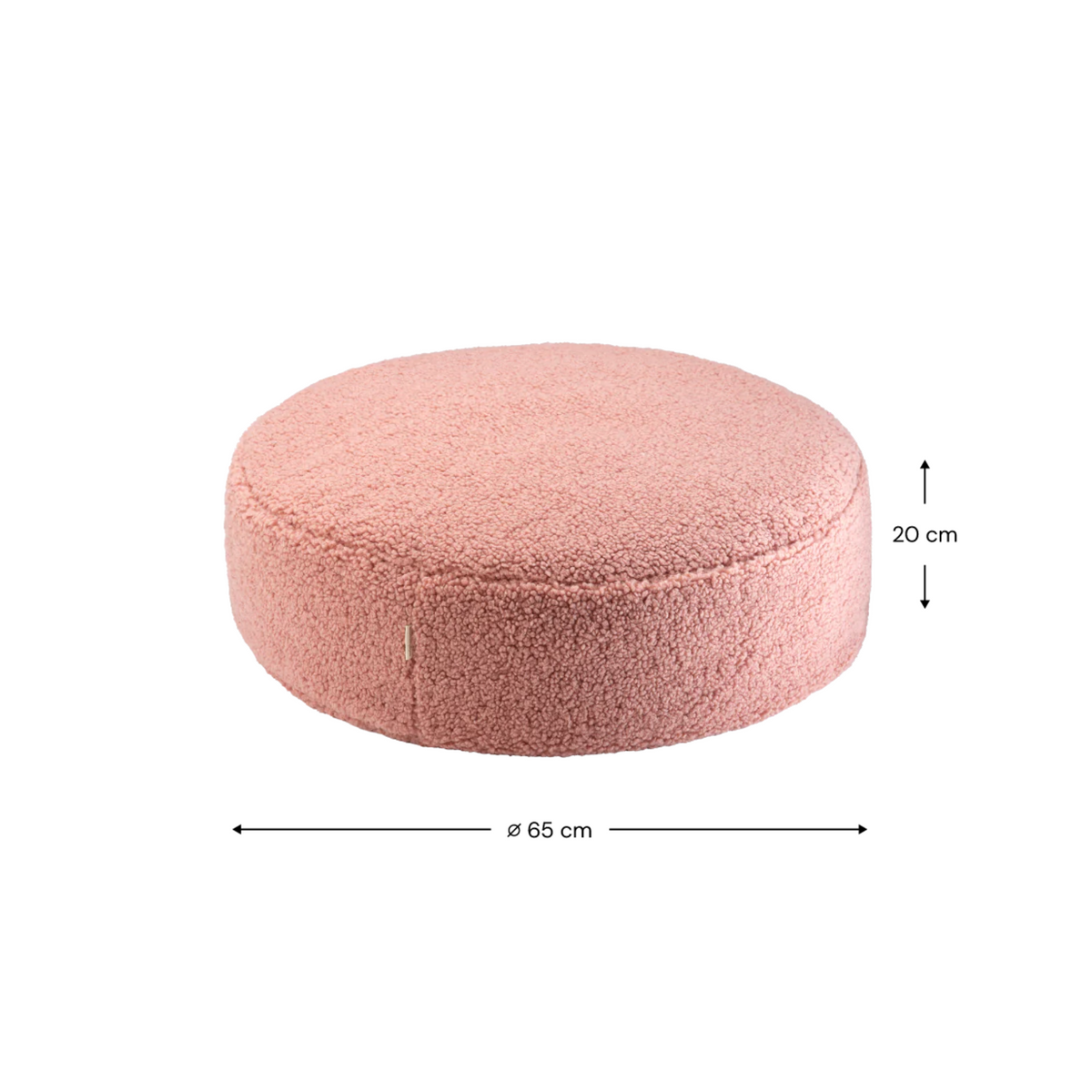 Lage ronde poef | Ø 65 cm | Roze teddystof