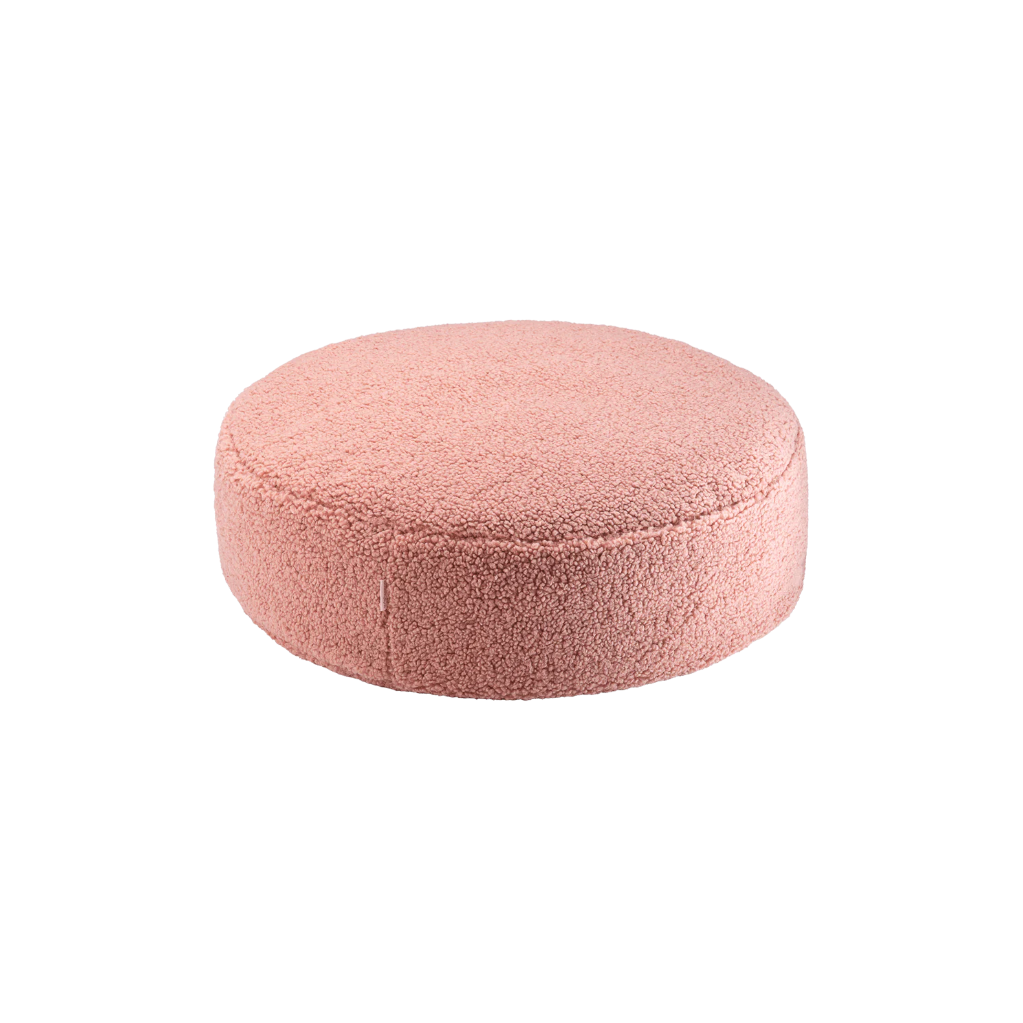 Lage ronde poef | Ø 65 cm | Roze teddystof