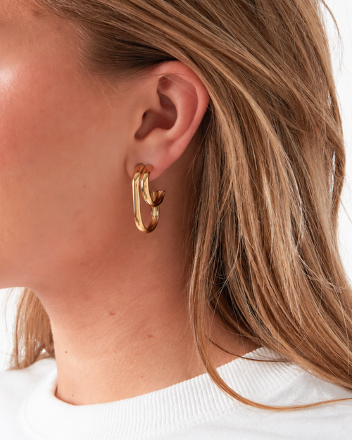 Oorbellen | Layered loop | Goud & zilver