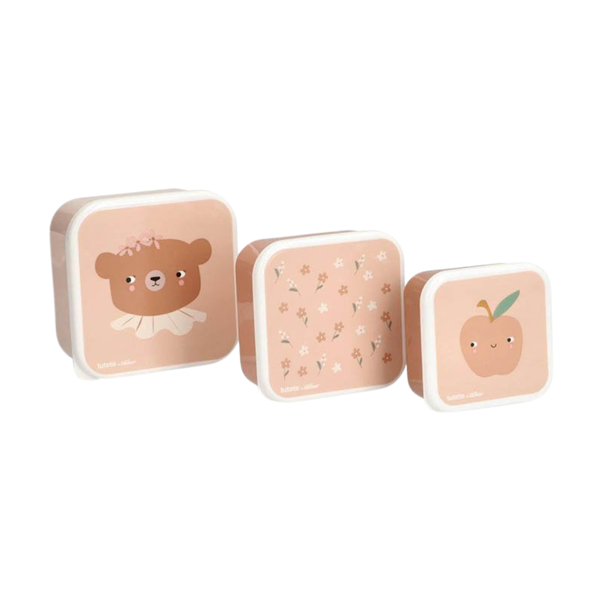 Lunchtrommel | Daisy bear | Set van 3 | Roze