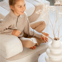 Kinder loungestoel & logeerbed | Flip | Off-white ribstof