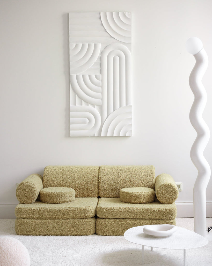 Kinder loungebank & speelset | 9-delig | Lichtgroene teddystof
