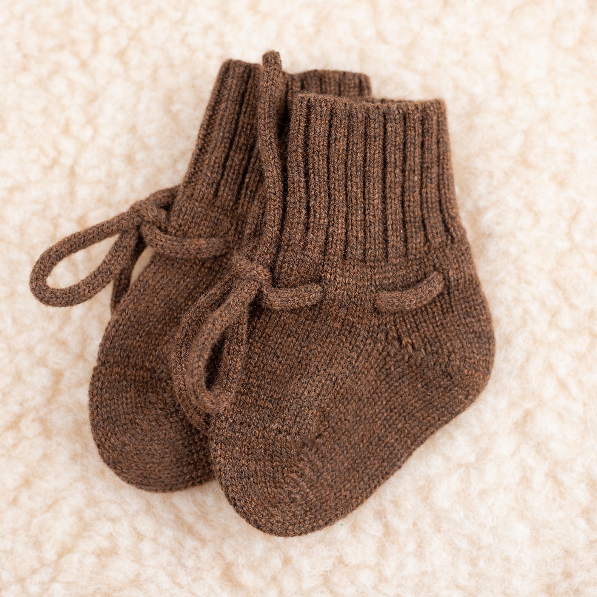 Merinowollen babyslofjes | 0 - 6M | Brunette