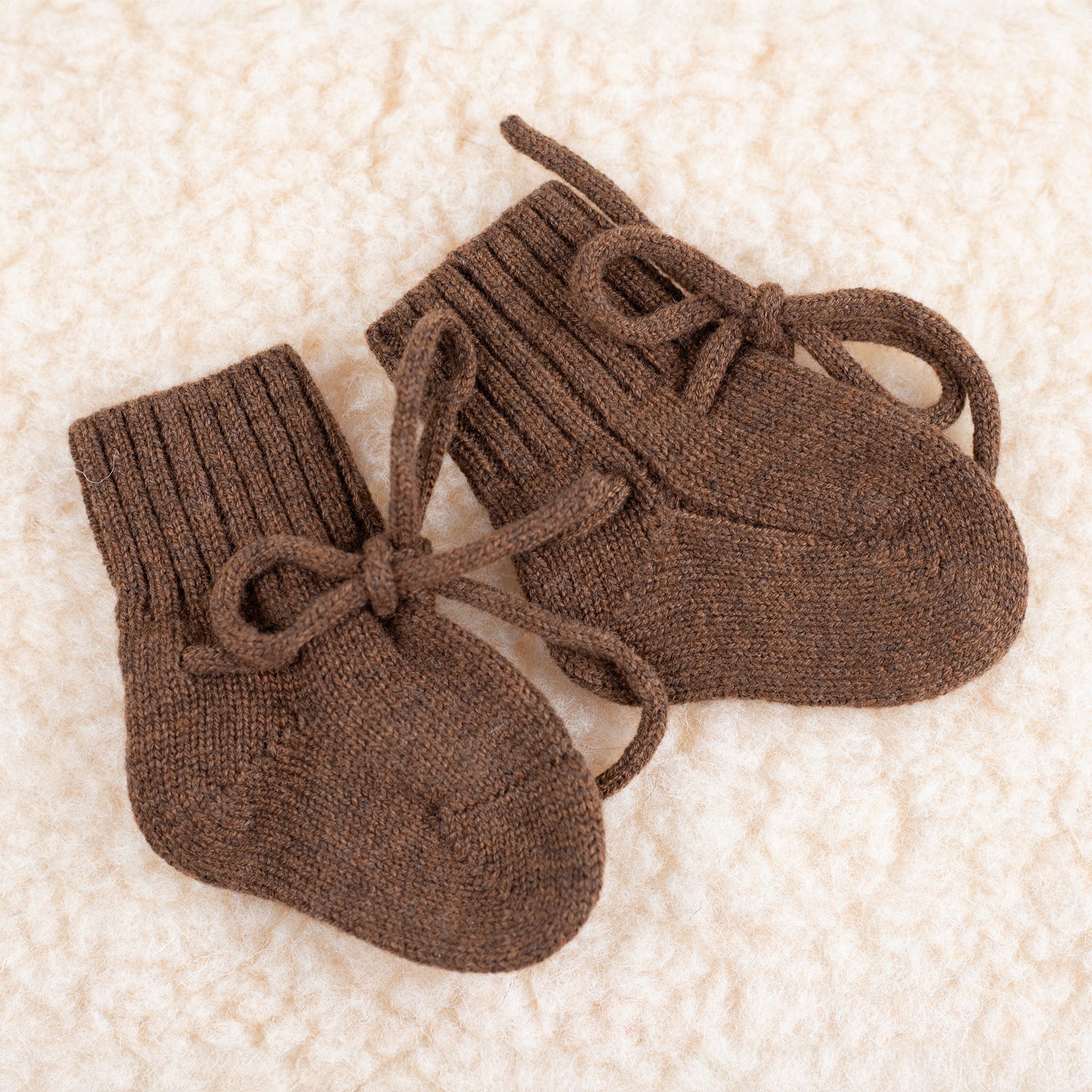 Merinowollen babyslofjes | 0 - 6M | Brunette