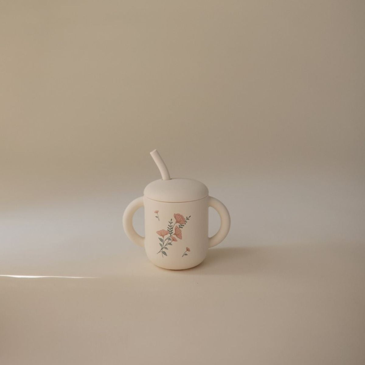 Pre-order | Siliconen training drinkbeker met rietje | Pink flowers