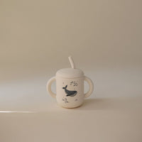 Pre-order | Siliconen training drinkbeker met rietje | Whales