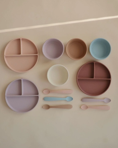 Siliconen kom met zuignap | Powder blue