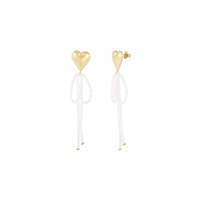 Oorbellen | Bow to my heart | Wit & goud
