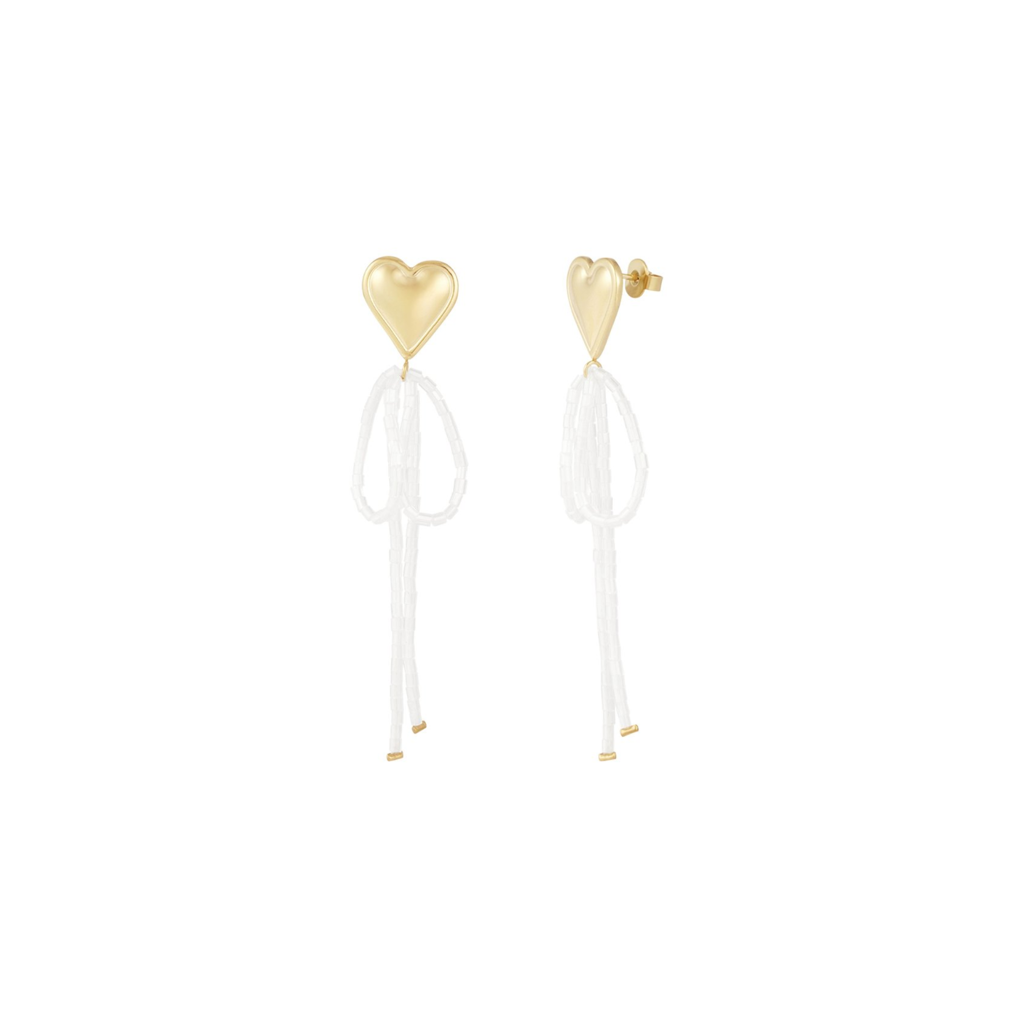 Oorbellen | Bow to my heart | Wit & goud