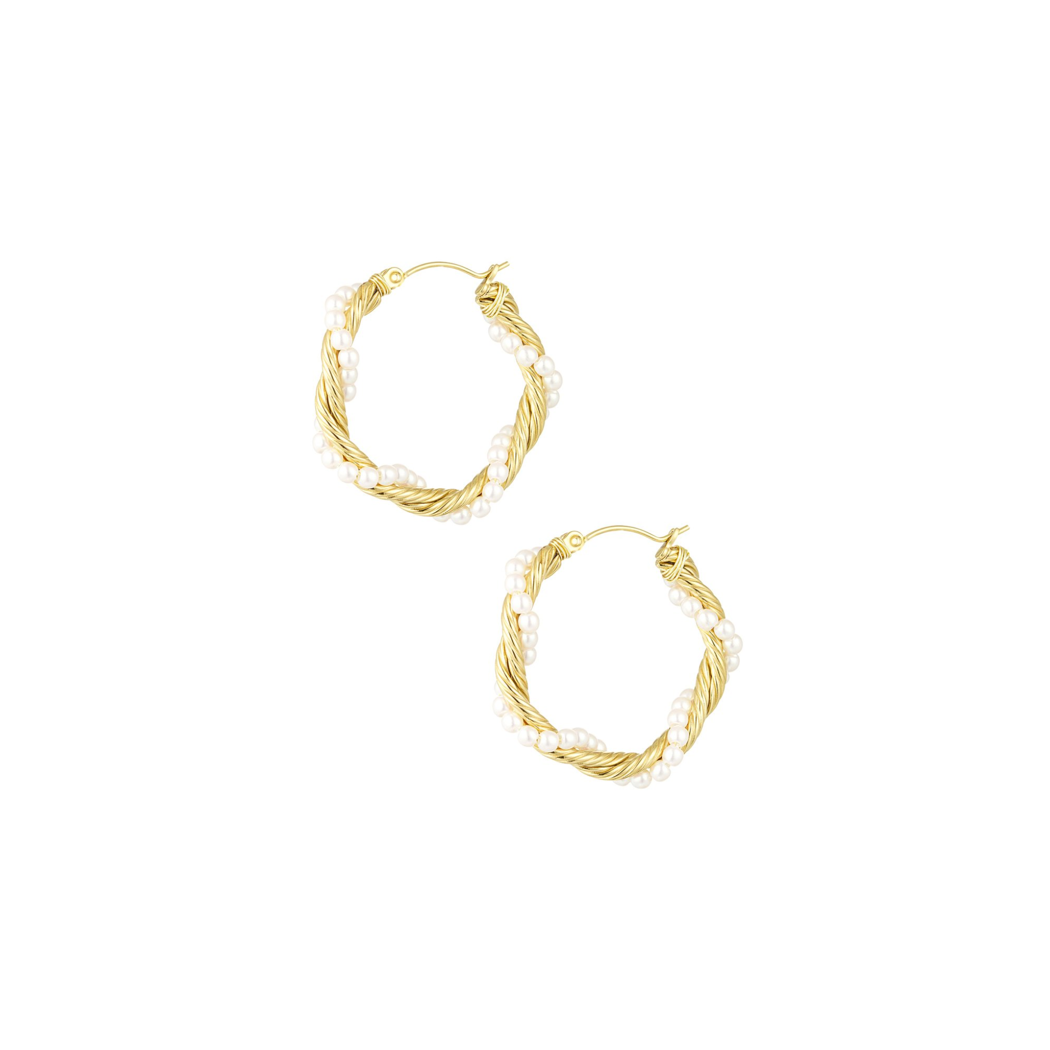 Oorbellen | Pearl twist | Goud