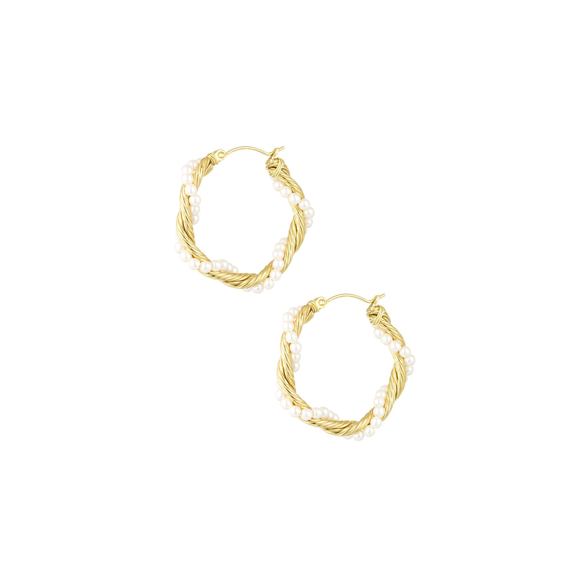 Oorbellen | Pearl twist | Goud