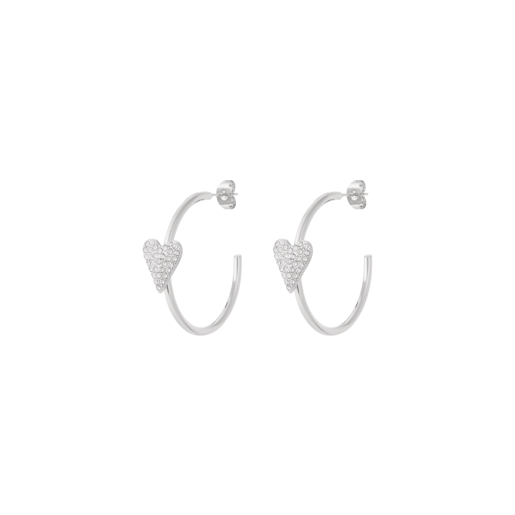 Oorbellen | Sparkly heart | Zilver