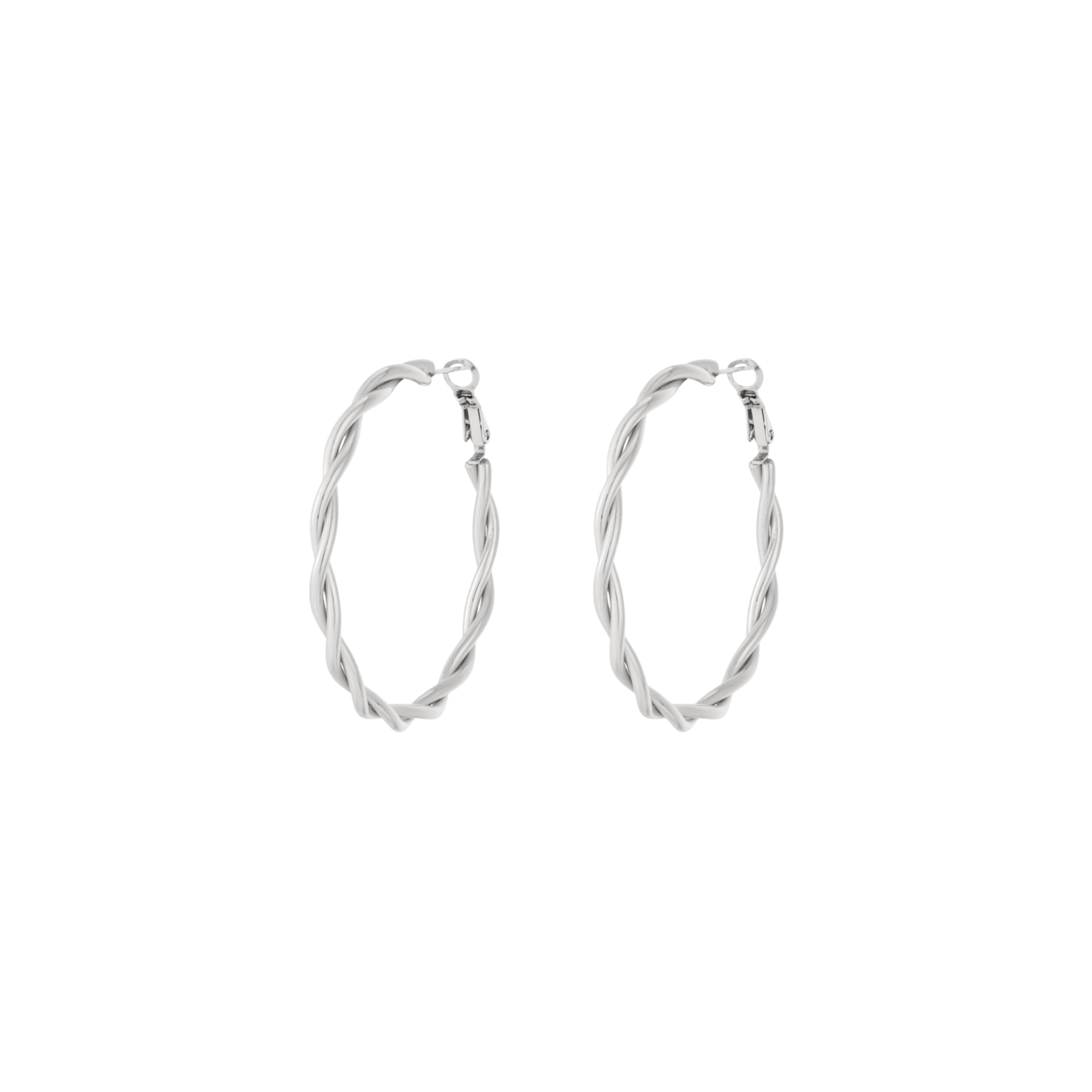 Oorbellen | Twisted hoop | Ø 5 cm | Zilver