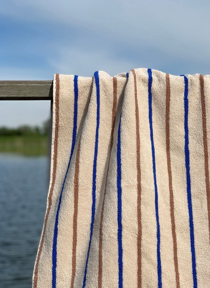 Badcape Raita | Caramel & optic blue | 100 x 100 cm
