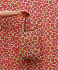 Katoenen plaid / tafelkleed in tote bag | Pink leopard