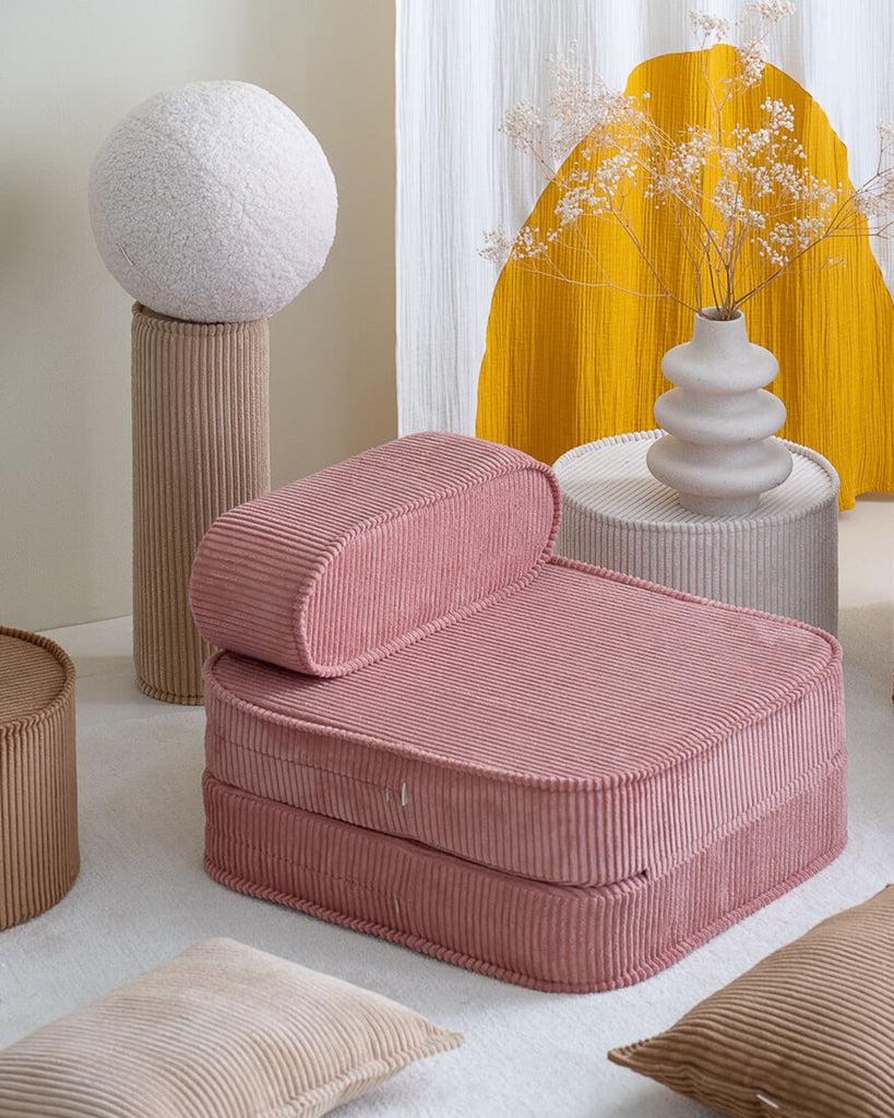 Kinder loungestoel & logeerbed | Pink Mousse