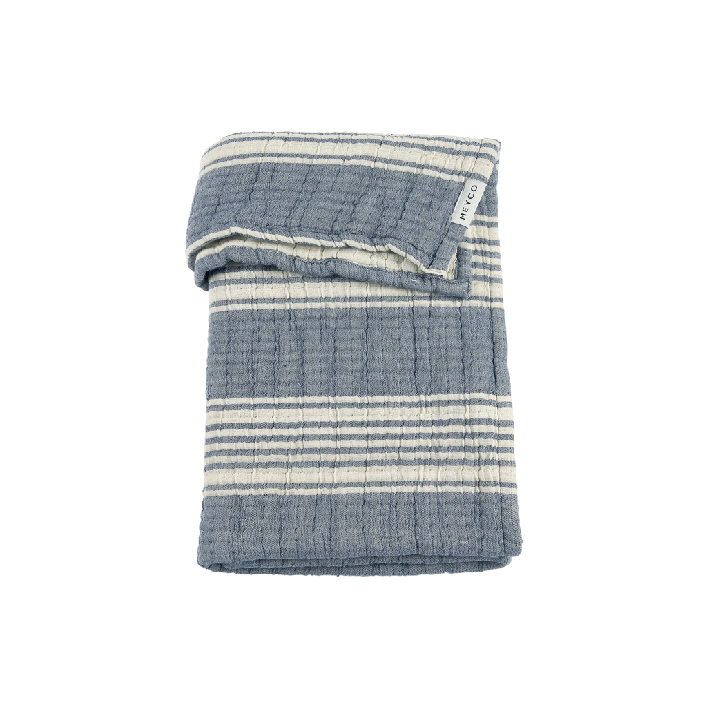 Wiegdeken | Pre-washed hydrofiel | Jacquard stripe | Indigo