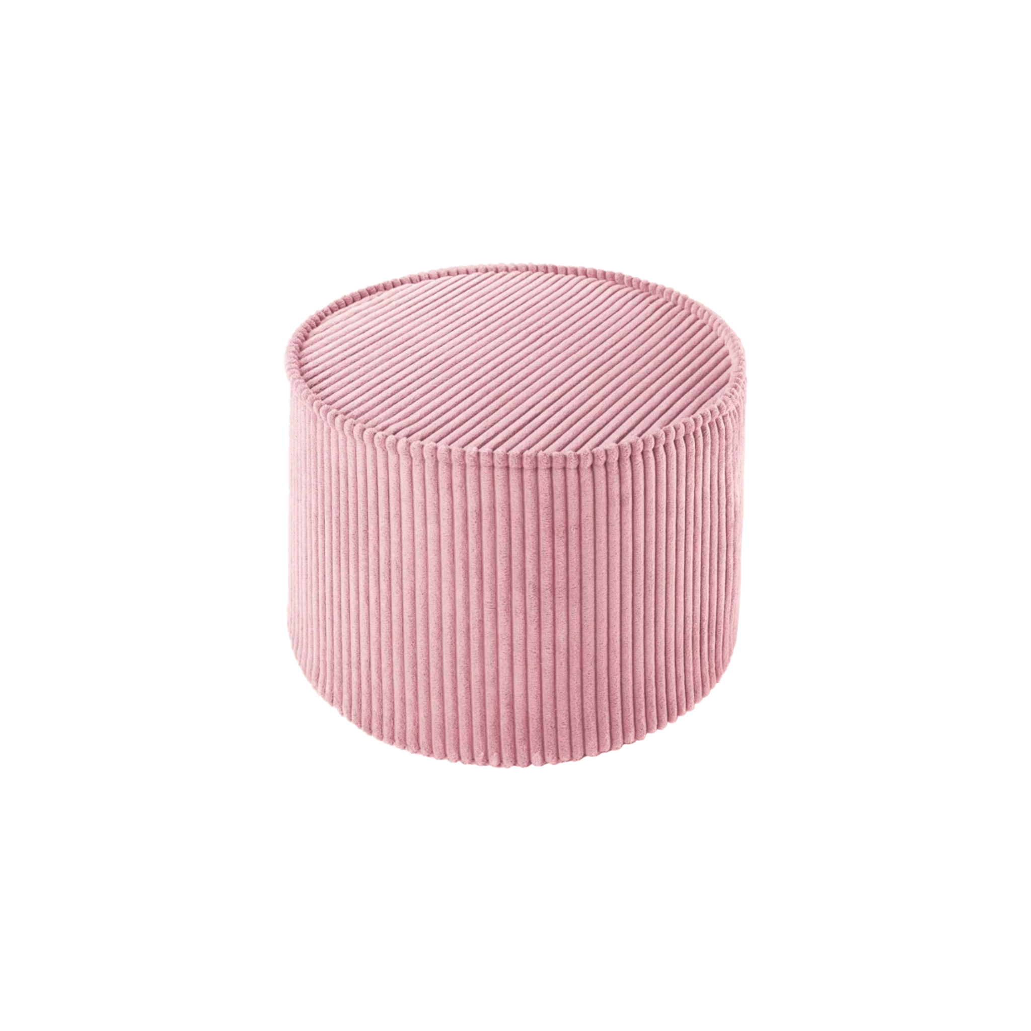 Ronde ribstof poef | Ø 39.5 cm | Pink mousse