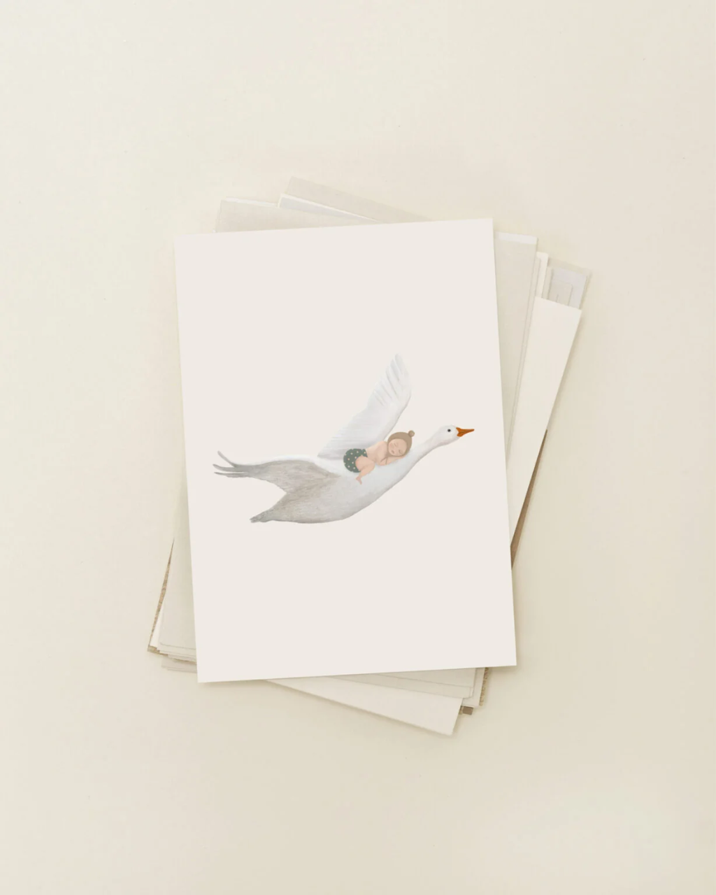Enkele kaart met envelop | Gans met baby