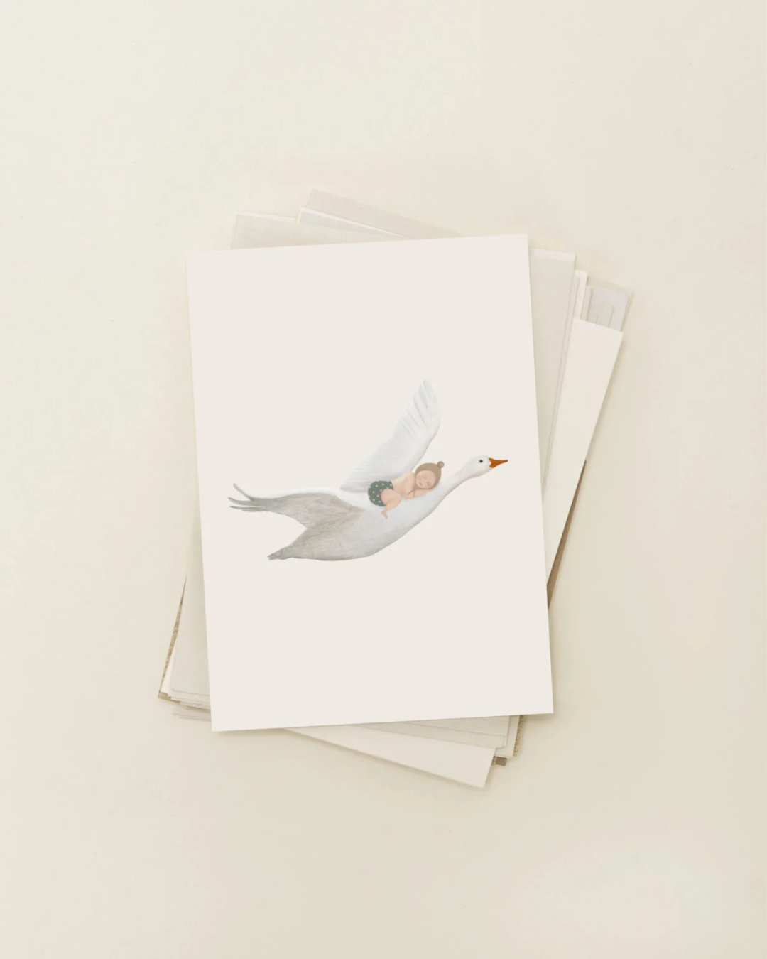 Enkele kaart met envelop | Gans met baby