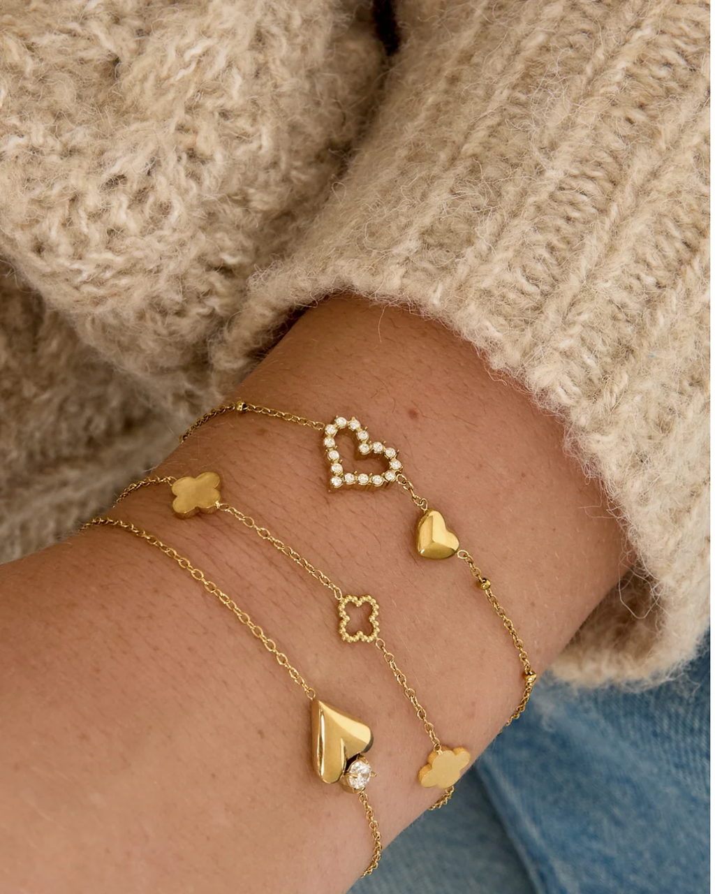 Armband | Sculpted heart | Goud & zilver
