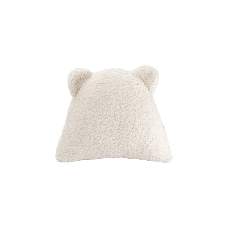 Het Wigiwama beerkussen in cream – een stijlvol en speels sierkussen van teddy stof met schattige oortjes. Ideaal voor op bed, in een stoel of op de vloer van de kinderkamer.