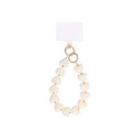 Telefoonkoord | Chunky hearts | Gebroken wit & goud