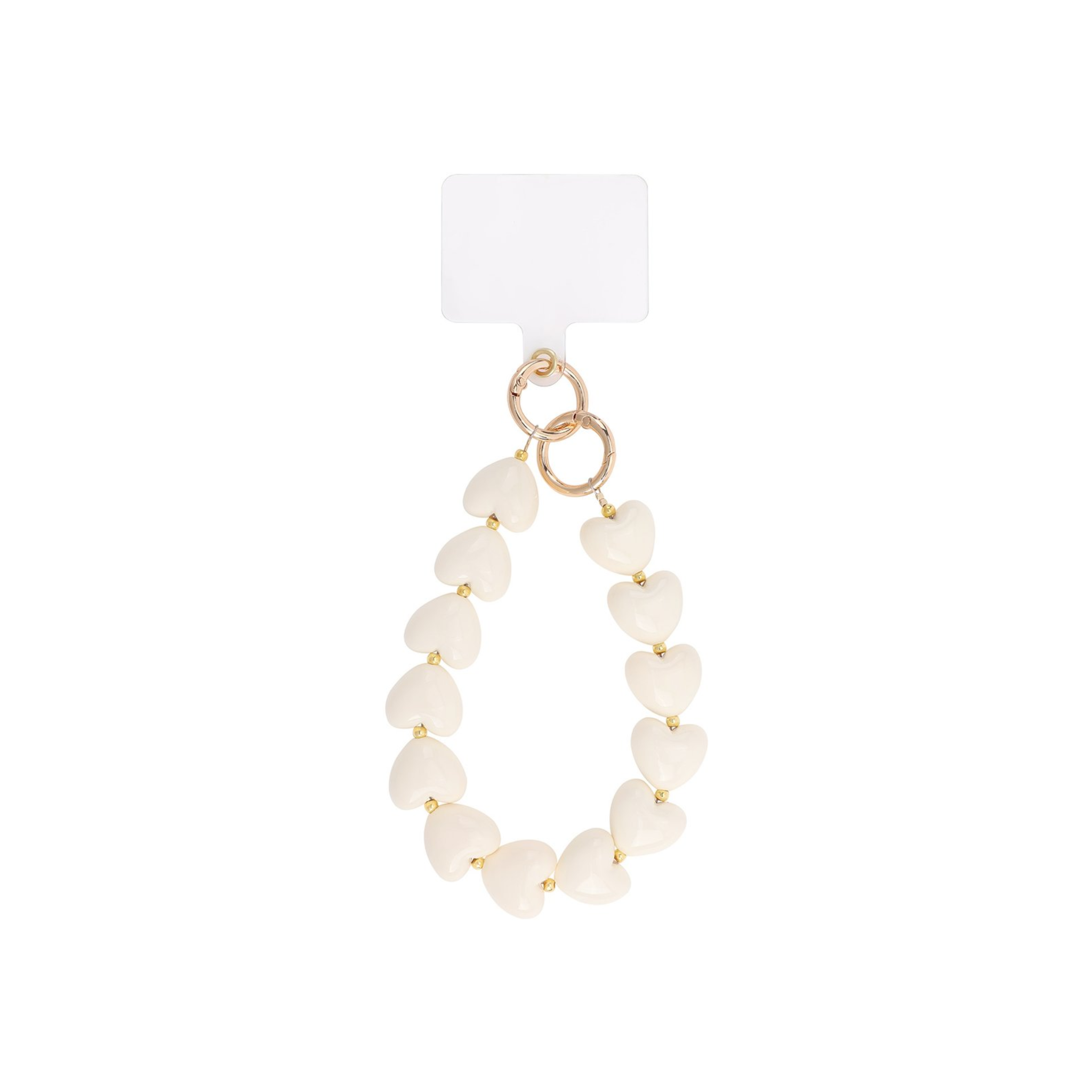 Telefoonkoord | Chunky hearts | Gebroken wit & goud