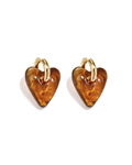 Oorbellen | Tortoise heart | Goud & bruin