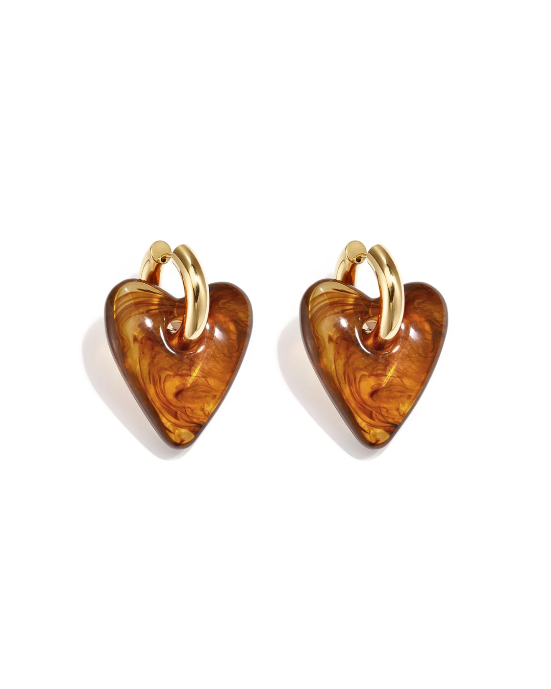 Oorbellen | Tortoise heart | Goud & bruin