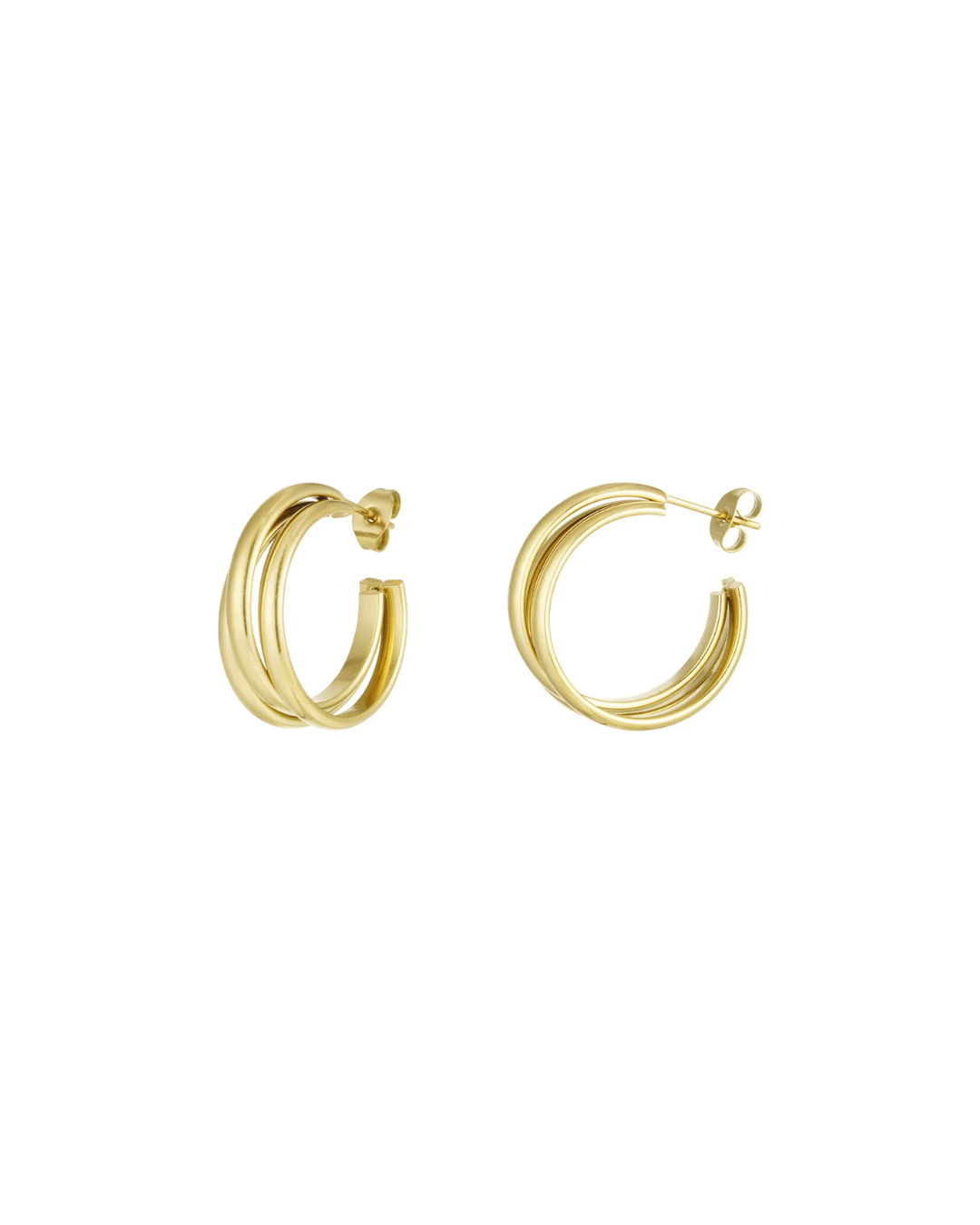Oorbellen | Trinity hoop | Goud & zilver