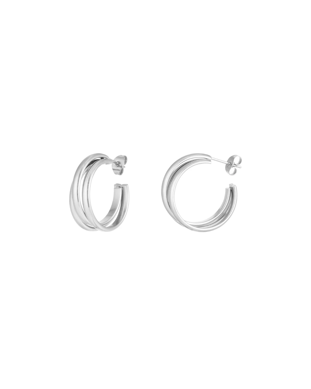 Oorbellen | Trinity hoop | Goud & zilver
